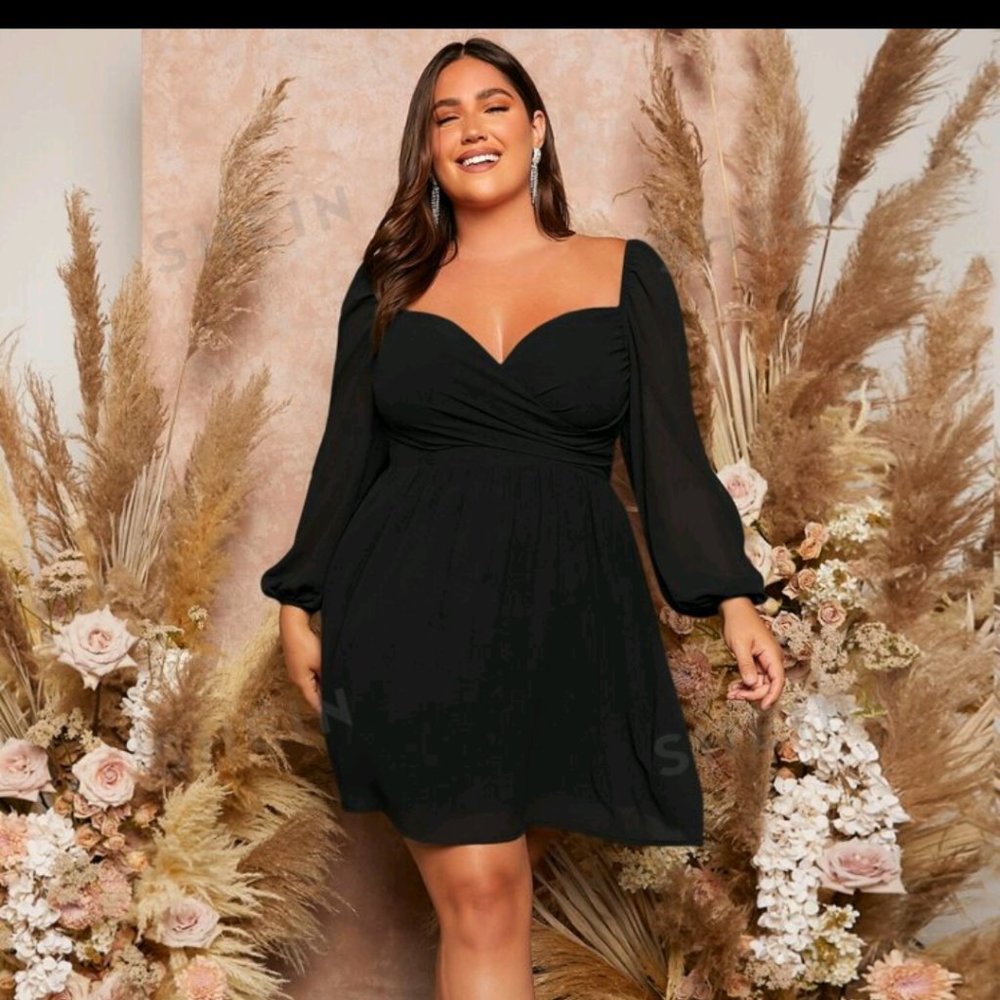 NWT Shein Black Lantern Sleeve Dress